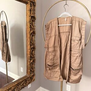 Free People Utility Cargo Vest in Light Tan